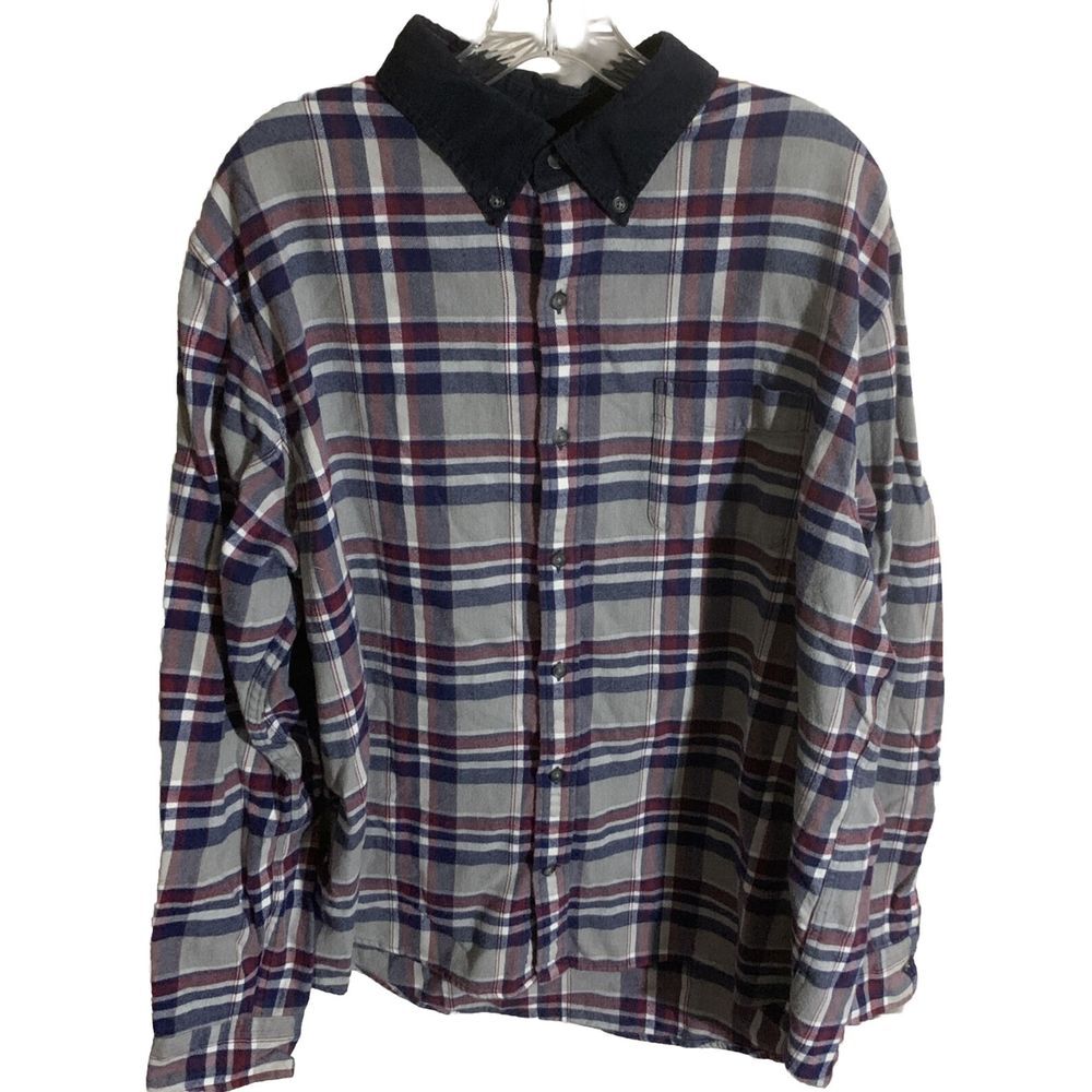 Lands' End Plaid Shirt Men's Size XL 17-17 1/2 Plaid Long Sleeve Button Down